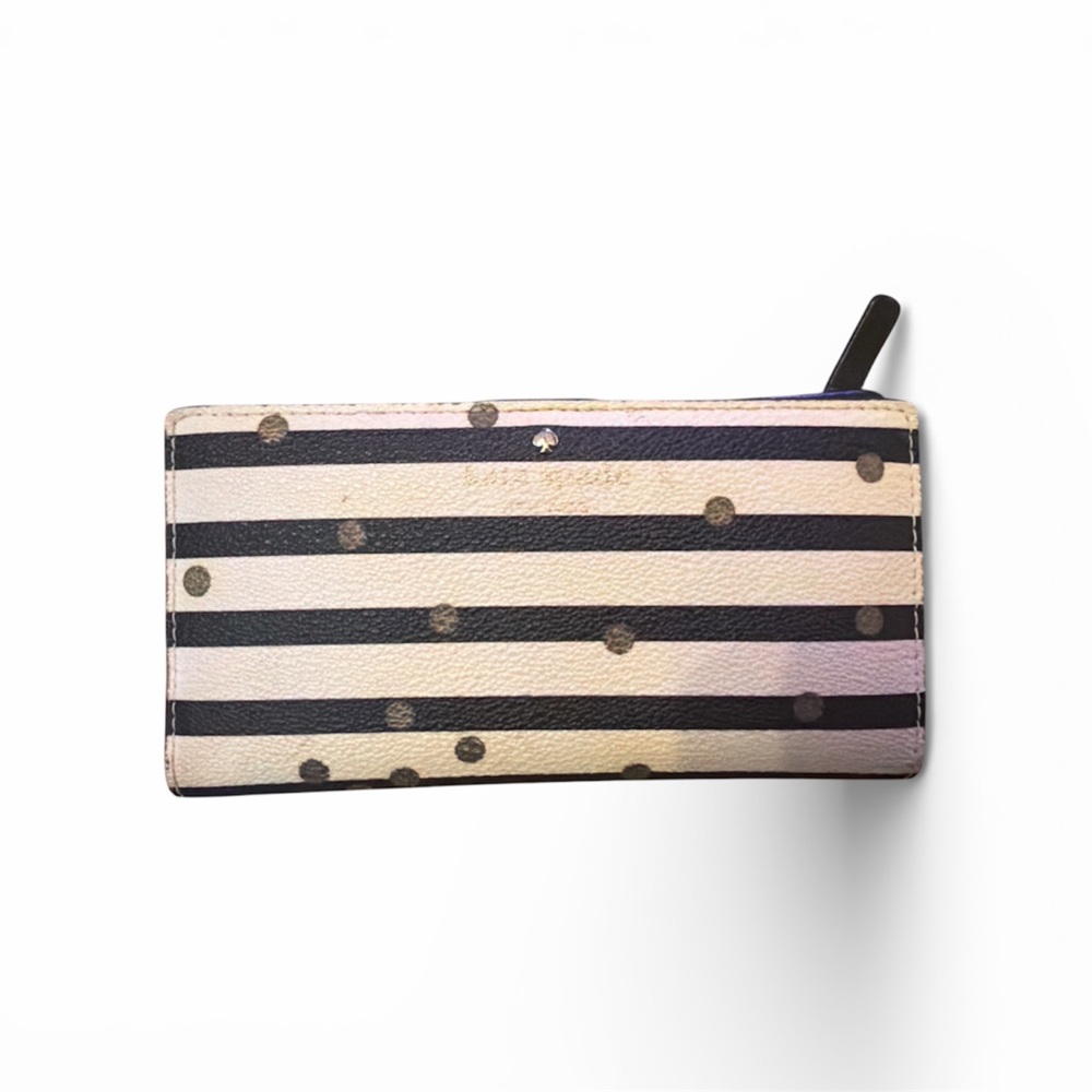 Kate Spade Black and Cream Striped Wallet
